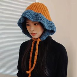 Berets Designer Beanies Hat Autumn And Winter Warm Multifunction Knit Shawl Korean Fashion Cute Color Contrast Neck Protection Scarf