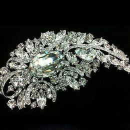 Pins Brooches Elegance Large Brooches for Women Crystal Flower Brooch Pin Jewelry Accessories 230519