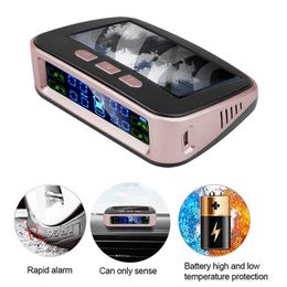 Car Solar Wireless Car Tpms Sensor Pressure Tire Monitoring Alarm System 4 Internal External Tire Sensor Car Tyre Pressure Kit