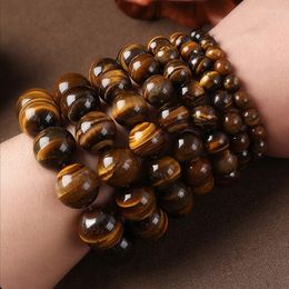 Strand Natural Simple Jewelry Handmade Tiger-eye Beads Bracelet Size Free