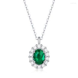 Chains Necklace 925 Sterling Silver Inlaid Emerald Pendant With Chain Gold-Plated Luxury Jewelry Wedding Women Necklaces