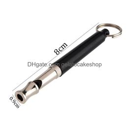 Dog Training Obedience Pet Supplies Black And Sier Nickelplated Trasonic Whistle Whistling Tube With Key Ring Dogs Trainings Gadge Dheyu