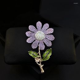 Brooches 1752 ZY Exquisite Copper Wire Embroidery Flower Brooch Luxury Women's Retro Elegant Enamel Pin Corsage Accessories Jewellery