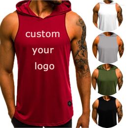 Men's Tank Tops Custom Logo Gyms Clothing Men Top Bodybuilding Sleeveless T-Shirts Muscle Vest Cool Hoody Male Slim Fitness