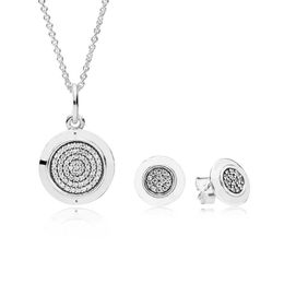 Necklaces NEW Book Di 100% 925 Sterling Silver Signature Necklace and Earring Set fit charm original Necklace jewelry A Set