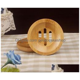 Other Home Garden Round Mini Soap Dish Holder Creative Environmental Protection Natural Bamboo Soaps Holders Drop Delivery Dhvgu