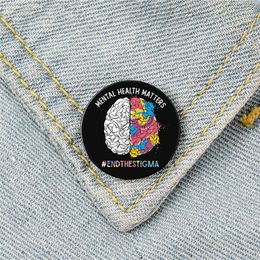 Mental Health Matters Brain Pin Custom Funny Brooches Shirt Lapel Bag Cute Badge Cartoon Jewellery Gift for Lover Girl Friends