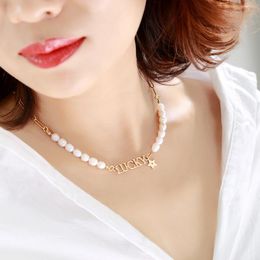 Pendant Necklaces Punk Cultured Pearl Eye For Women Delicate Gold Colour Brass Chains 2023 Fashion Jewellery ChristmasPendant