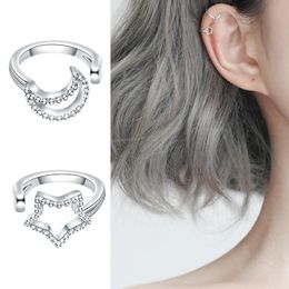 Back DIN27 Solid 925 Sterling Silver Ear Cuff Earrings Simple Star Moon NonPierced Ear Cuffs Clip On Earrings for Women Girls