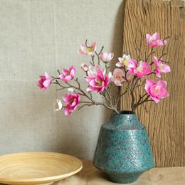 Decorative Flowers 48cm 6 Head Magnolia Artificial Orchid Bouquet Home Decoration Flower Pography Props Wedding False Table