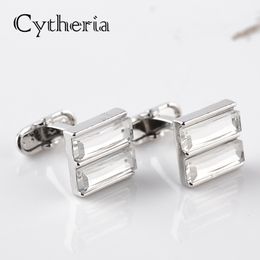 clear shine Wedding Cufflinks For Mens bright white crystal cufflink button business man trendy cuff links party gift husband