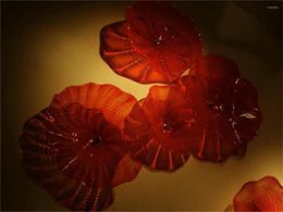 Wall Lamps 2023 Handmade Blown Glass Plates Fancy Led Decorative Red