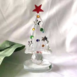 Novelty Items Crystal Christmas Tree Figurine Holiday Paperweight Collection Souvenir Handcrafted Xmas Gift Home Table Decoration G230520