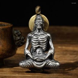 Pendant Necklaces Retro Guanyin Arhat Necklace Two Tone Sakyamuni Long Chain Buddhist Jewelry For Men Women Accessories