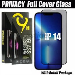 Full Cover Privacy Anti-peeping anti-spy Glass screen protector For iPhone 15 14 13 12 11 Pro max XR XS 6 7 8 Plus 9H Tempered Glass with retail box