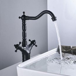 Bathroom Sink Faucets Black Tall Vessel Faucet Oil Rubbed Bronze Basin Mixer Tap 360 Rotate Kitchen And Cold Water Taps