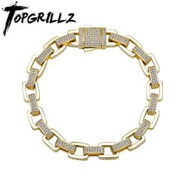 Bangle TOPGRILLZ 8mm Ice Box Link Chain Bracelet Full Micro Pave Cubic Zirconia Bracelet For Women/Men Hip Hop Punk Jewelry Party Gift