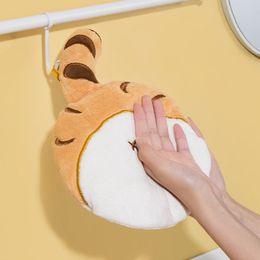 Cartoon Cat Tail Hand Towel for Kitchen Bathroom Round Coral Velvet Soft Touch Kids Towels Home Decoration Cleaning Dishcloth