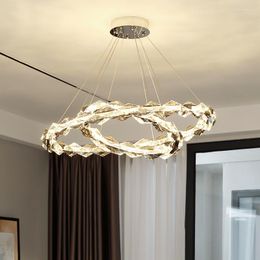 Chandeliers Modern Luxury Round Chandelier For Living Room Ring Hanging Lamp Crystal Pendant Circle Indoor Decoration Lighting Fixture