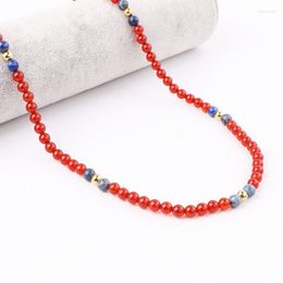 Pendant Necklaces High Quality 22Inches Design Natural Gem Stone Tiger Eye Apatite Stainless Steel Beads Choker Necklace For Men
