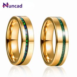 Rings NUNCAD 6mm Tungsten Carbide Ring Gold Polished Inlaid Green Opal Malachite Men's Women Wedding Jewellery Best Gift