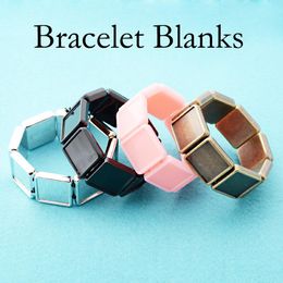 Bracelets 10 Pcs 20MM Bracelet Setting Round Oval Square Blank Bracelet Setting Adjustable Bracelet Base Handmade Bracelet Bezel Blanks