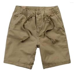 Men's Shorts Men Summer Patch-Pocket Drawstring Elastic Waist Half Trousers Casual Wear Loose Cargo Running Sports Pants