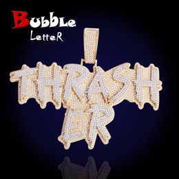Necklaces Bubble Letter Customized Pendant Iced Out Personalized Name Necklace for Men Solid Back Symbol Number Charms Hip Hop Jewelry