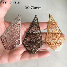 Other 50 pcs Large Metal Filigree Drops For Earrings Making 39*70mm Waterdrop Charms Pendant Gold /Bronze Hollow Flower