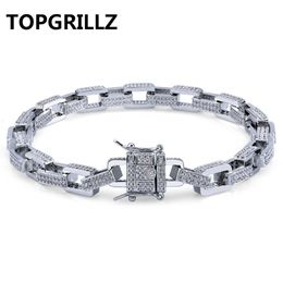 Bracelets TOPGRILLZ Hip Hop Men Jewelry Bracelet Copper Gold/Silver Color Plated Iced Out Micro Paved CZ Stone Box Chain Bracelets 18" 22"