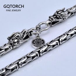 Necklaces Real Pure 925 Sterling Silver Necklace Men Double Dragon Heads Vintage Handmade Clavicular Chain Necklace Male Viking Jewelry