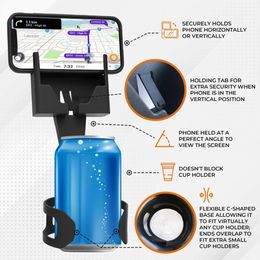 Cell Phone Seat Phone Mount - Fits In Your Cup Holder, Holds Your Phone, Leaves Room for Your Drink ,Other Cell Phone Parts