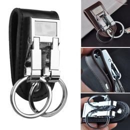Keychains Fashion Men's Business Genuine Leather Belt Buckle Clip 2 Loops Key Chain Ring Holder Men Apparel Accessories