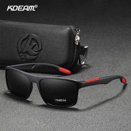 Sunglasses KDEAM Rectangular Ultra Light TR90 Men Polarized TAC 11mm Thickness Lens Driving Sun Glasse Sports Cat3 230519