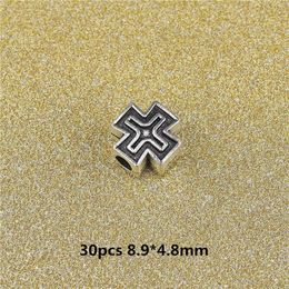 Crystal 1500PCS Ancient Silver Cross Beads Shape Loose Spacer Bead For Bracelet Necklace DIY Jewelry Making Accessories