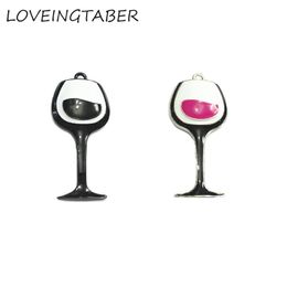 Necklaces ( Choose Color First ) 48mm*24mm 10pcs/lot Full Enamel Wine Glass Pendants For Necklace Making