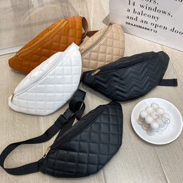 Waist Bags Women Plaid Waist Bag Female PU Leather Belt Bags Designer Shoulder Crossbody Chest Bag Lady Fashion Fanny Pack Banana Hip Purse 230519