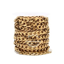 Components 1m Gold Tone 12mm Width Heavy Miami Cuban Chain Stainless Steel Figaro 1 1 Chain For DIY Handmade Necklace Bracelet Making