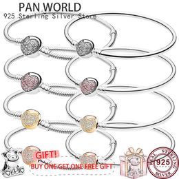 Bangles S925 Sterling Silver Sparkle Set With Love Snake Bone Women's Pan Bracelet Is Suitable For The Original pan Charm Jewellery