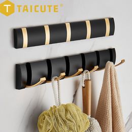 Hooks Rails TAICUTE Folding Wall Hanger Hook 2 Ways Installation Coat Clothes Towel Holder Bathroom Kitchen Accessories 4 Colours 230520