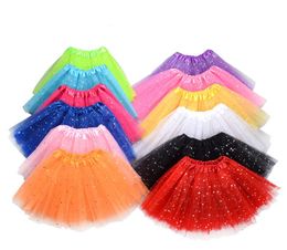 Kids Tutu Tulle Skirts Sequins Pettiskirt Baby Dance Ballet Stage Skirts Mesh Gauze Half Pompous Party Mini Skirt Dancewear Costume Dressup Fancy Skirts BC703