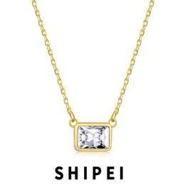 Necklaces SHIPEI Vintage 925 Sterling Silver 5*6.5MM White Sapphire Gemstone Pendant Necklace For Women Daily Fine Jewellery Gift Wholesale