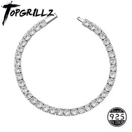 Bangle TOPGRILLZ New 36MM Tennis Chain with Spring Clasp Men's Hip hop Jewellery 925 Sterling Silver Bling Iced Out CZ Bracelet For Gift