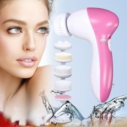 Cleaning Tools Accessories 5 in 1 Electric Cleanser Wash Face Cleaning Machine Skin Pore Cleaner Body Cleansing Massage Mini Beauty Massager Brush 230519