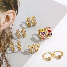 Hoop Earrings Trendy Colourful Crystal Round For Women Fashion Butterfly Heart Gold Colour Metal Small Thin Jewellery