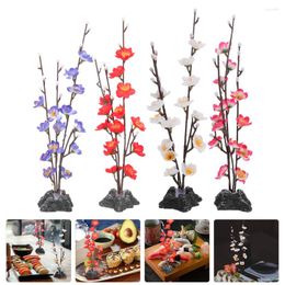 Dinnerware Sets 4 Pcs Lifelike Aquatic Plants Sushi Table Flower Floral Decor Underwater Plastics Adorno Para Mesa Decors Artificial