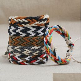 Beaded Creative Colorf Wax Rope Bracelet For Women And Men Handmade Ethnic Style Woven Retro Couple Jewellery Drop Delivery Bracelets Dhbbt