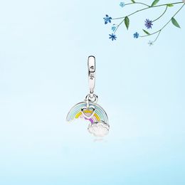 Real Sterling Silver Rainbow Dangle Charm for Pandora designer Jewelry Making Components Bracelet Charms Necklace Pendant charm with Original Box wholesale