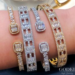 Bangle GODKI Trendy Luxury Stackable Bangle Cuff For Women Wedding Full Cubic Zircon Crystal CZ Dubai Bracelet Party Jewelry 2020