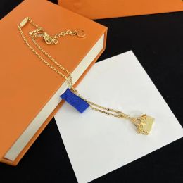 With BOX L Brand Classic Pendant Necklaces Bag Design Women Luxury Necklace Letter Old Flower Lovers Pendants Jewelry Gift